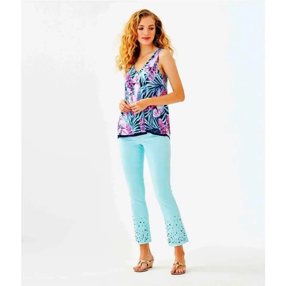 Lilly Pulitzer Denim - Lilly Pulitzer NWT 27 1/2" South Ocean Crop Flare Pants Whisper Blu Size 00